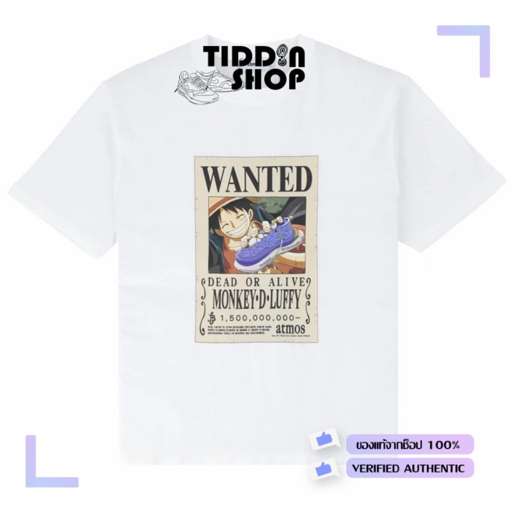 เสื้อยืดผู้ชาย ATMOS x ONEPIECE WANTED POSTER LOGO T-SHRTS [ลิขสิทธิ์แท้][รหัส : MA23S-TS071 / MS23S-TS070 ]