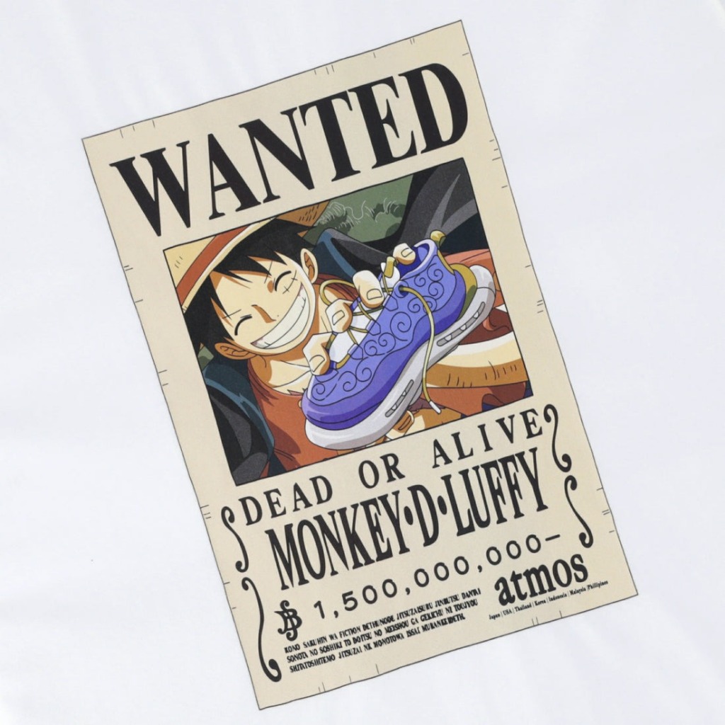 เสื้อยืดผู้ชาย ATMOS x ONEPIECE WANTED POSTER LOGO T-SHRTS [ลิขสิทธิ์แท้][รหัส : MA23S-TS071 / MS23S-TS070 ]