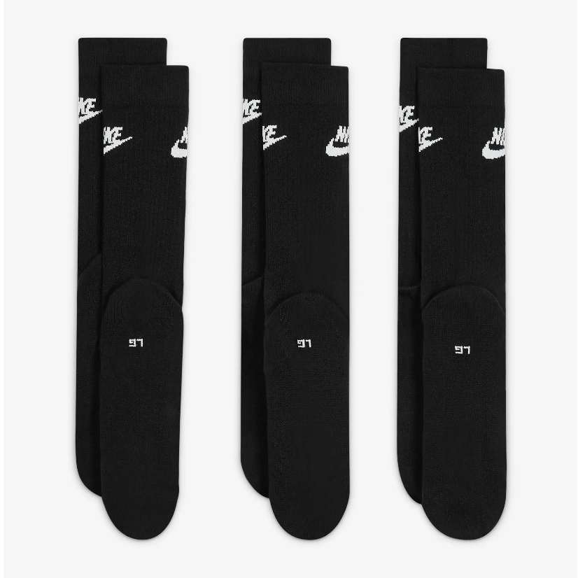 ถุงเท้าข้อยาว (3 คู่) Nike Sportswear Everyday Essential Socks (3 Pairs) ลิขสิทธิ์แท้ NIKE Thailand][ DX5025 010 ]