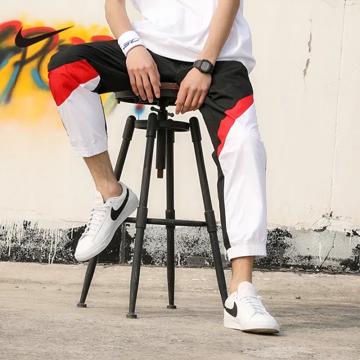 กางเกงขายาว ผ้าร่ม มีซับใน Nike NSW HBR PANT WVN STMT Men รหัส AR9895 011  ลิขสิทธิ์แท้ NIKE ป้ายไทย