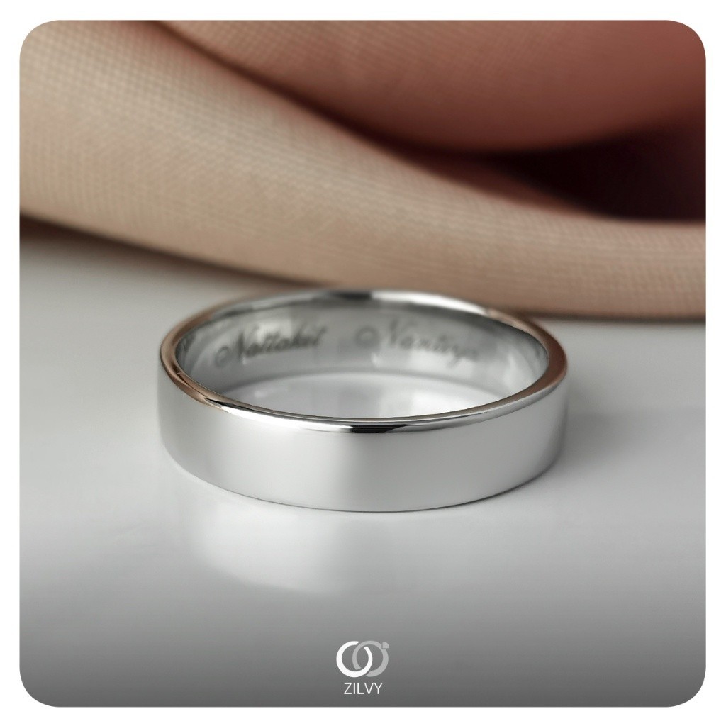 Zilvy Pakorn - แหวนชาย White Gold  3MM(BR225)