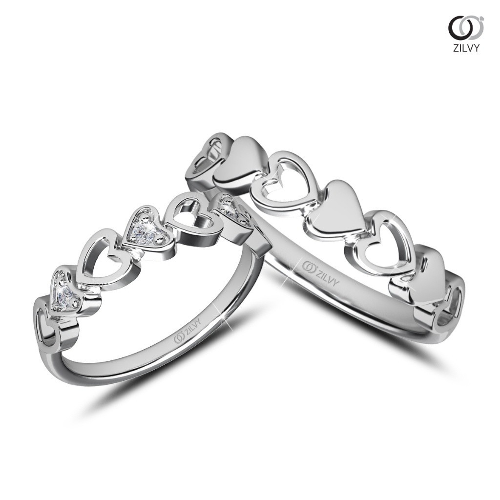 Zilvy Minimal Ring - แหวนคู่เพชรน้ำร้อย (BR520/GR1409)