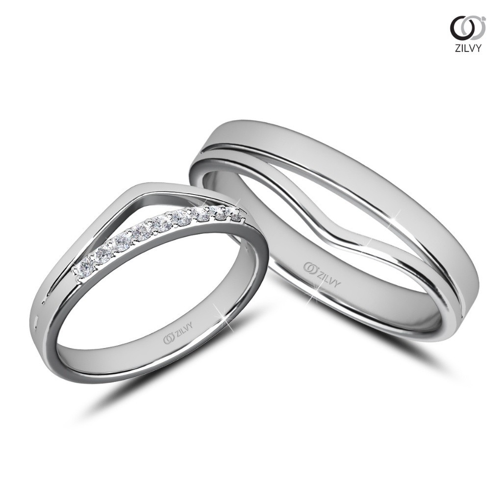 Zilvy Minimal Ring - แหวนคู่เพชรน้ำร้อย (BR499/GR1405)