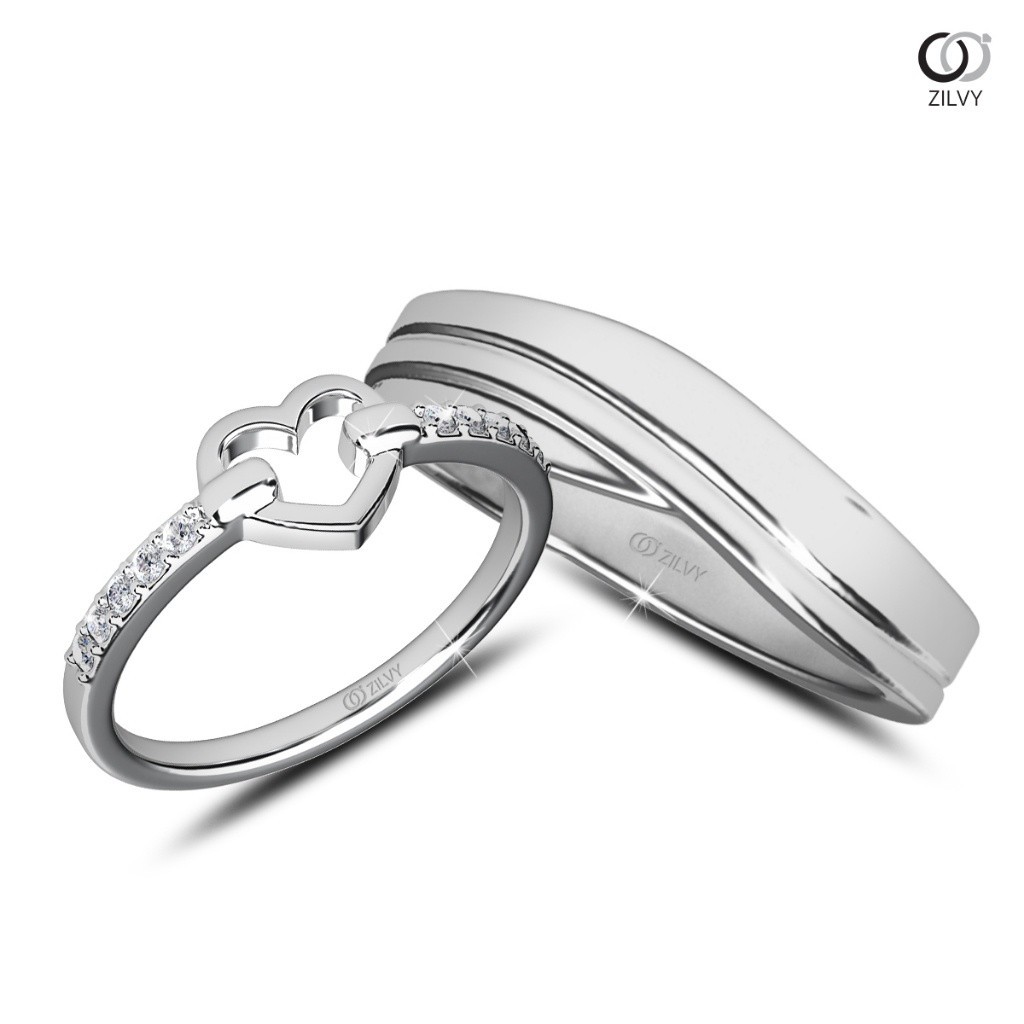 Zilvy Minimal Ring - แหวนคู่เพชรน้ำร้อย (BR554/GR1425)