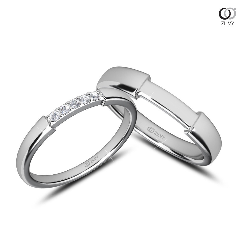 Zilvy Minimal Ring - แหวนคู่เพชรน้ำร้อย (BR509/GR1446)