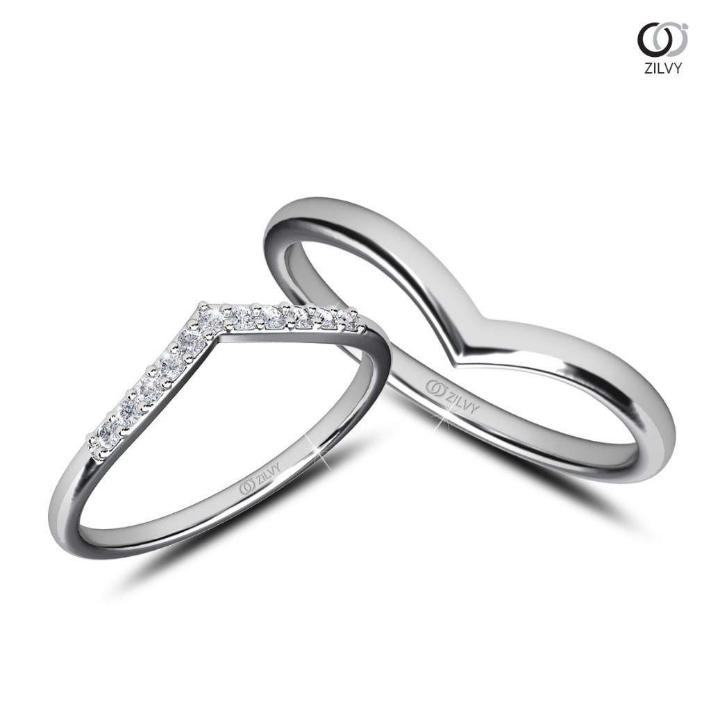 Zilvy Minimal Ring - แหวนคู่เพชรน้ำร้อย (BR510/GR1447)