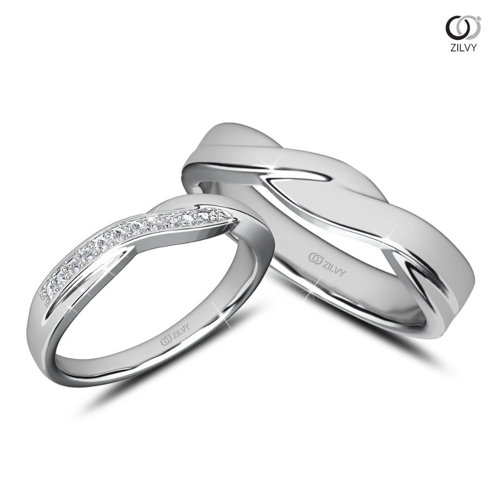 Zilvy Minimal Ring - แหวนคู่เพชรน้ำร้อย (BR501/GR1336)