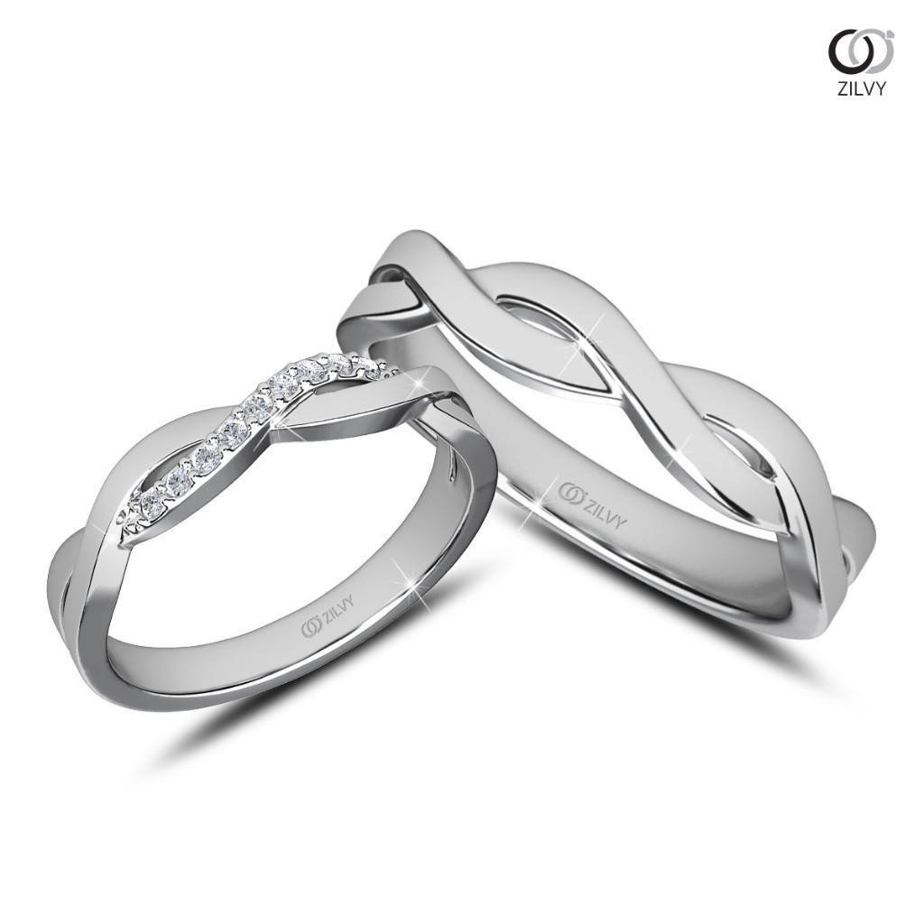 Zilvy Minimal Ring - แหวนคู่เพชรน้ำร้อย (BR521/GR1105)