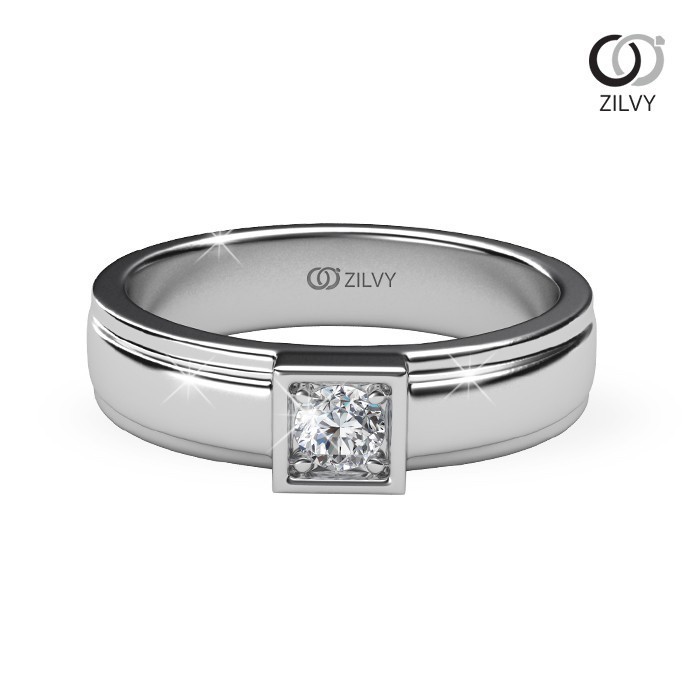 Zilvy - แหวนชายเพชรน้ำร้อย 0.10 กะรัต (BR158)