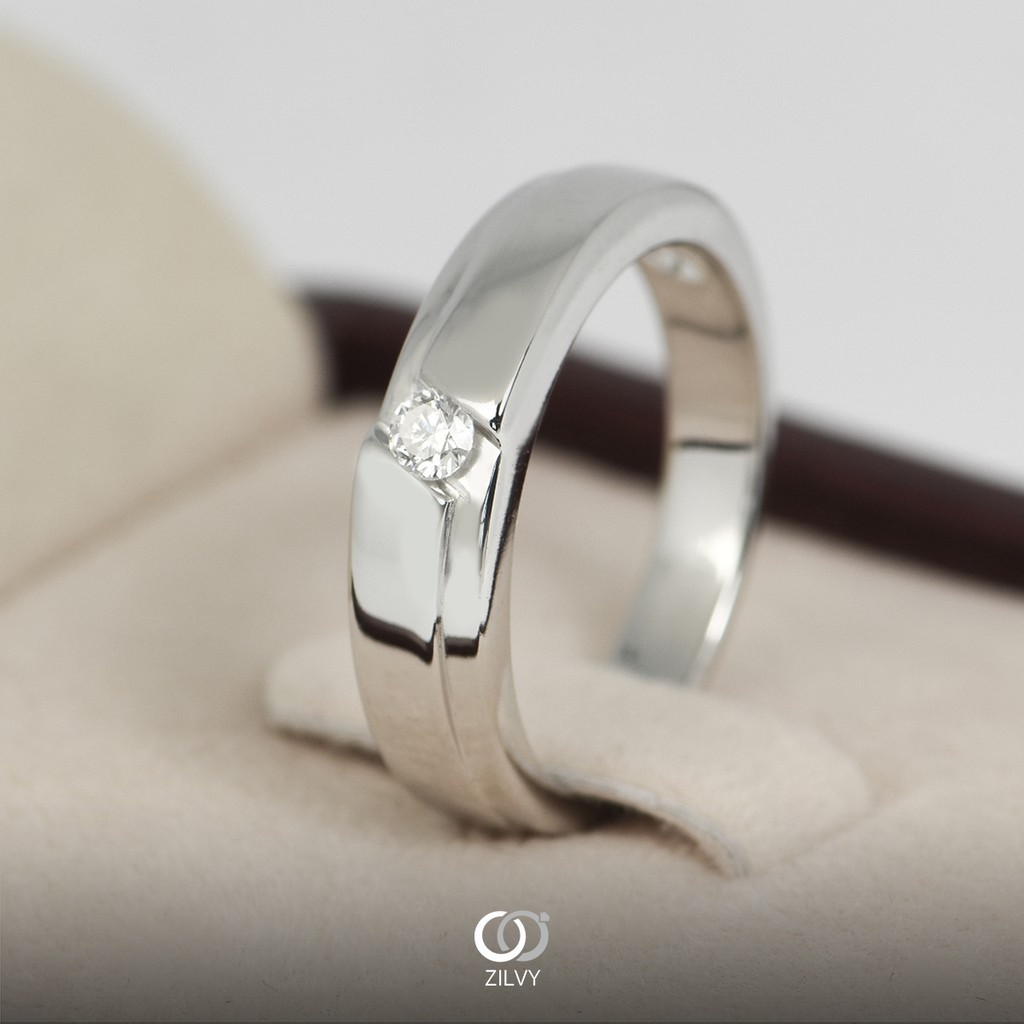 Zilvy แหวนชายเพชรน้ำร้อย 0.10 กะรัต (BR079)