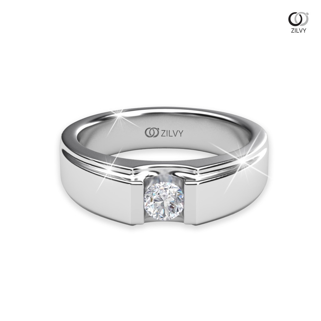 Zilvy - แหวนชายเพชรน้ำร้อย 0.20 กะรัต (BR346)