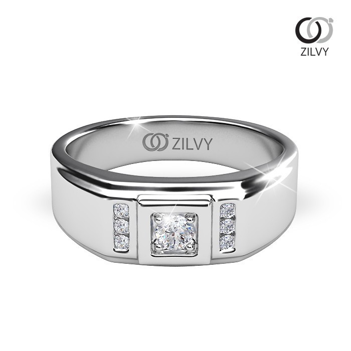Zilvy - แหวนชายเพชรน้ำร้อย 0.13 กะรัต (BR247)