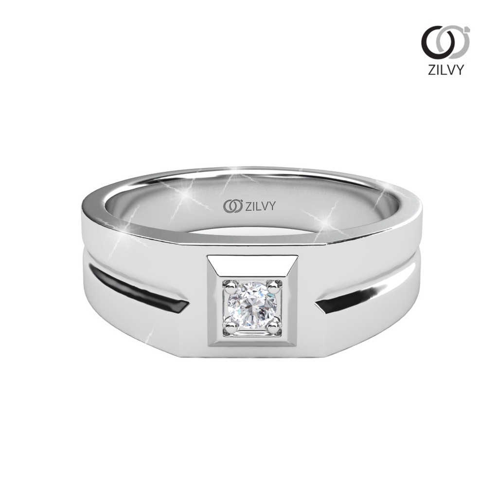 Zilvy - แหวนชายเพชรน้ำร้อย 0.10 กะรัต (BR454)
