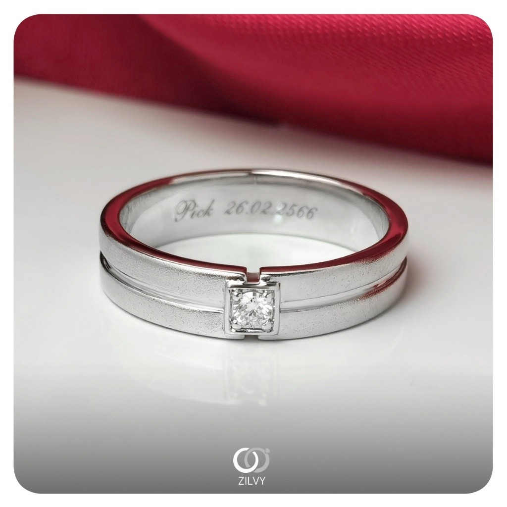 Zilvy - แหวนชายเพชรน้ำร้อย 0.03 กะรัต (BR144)