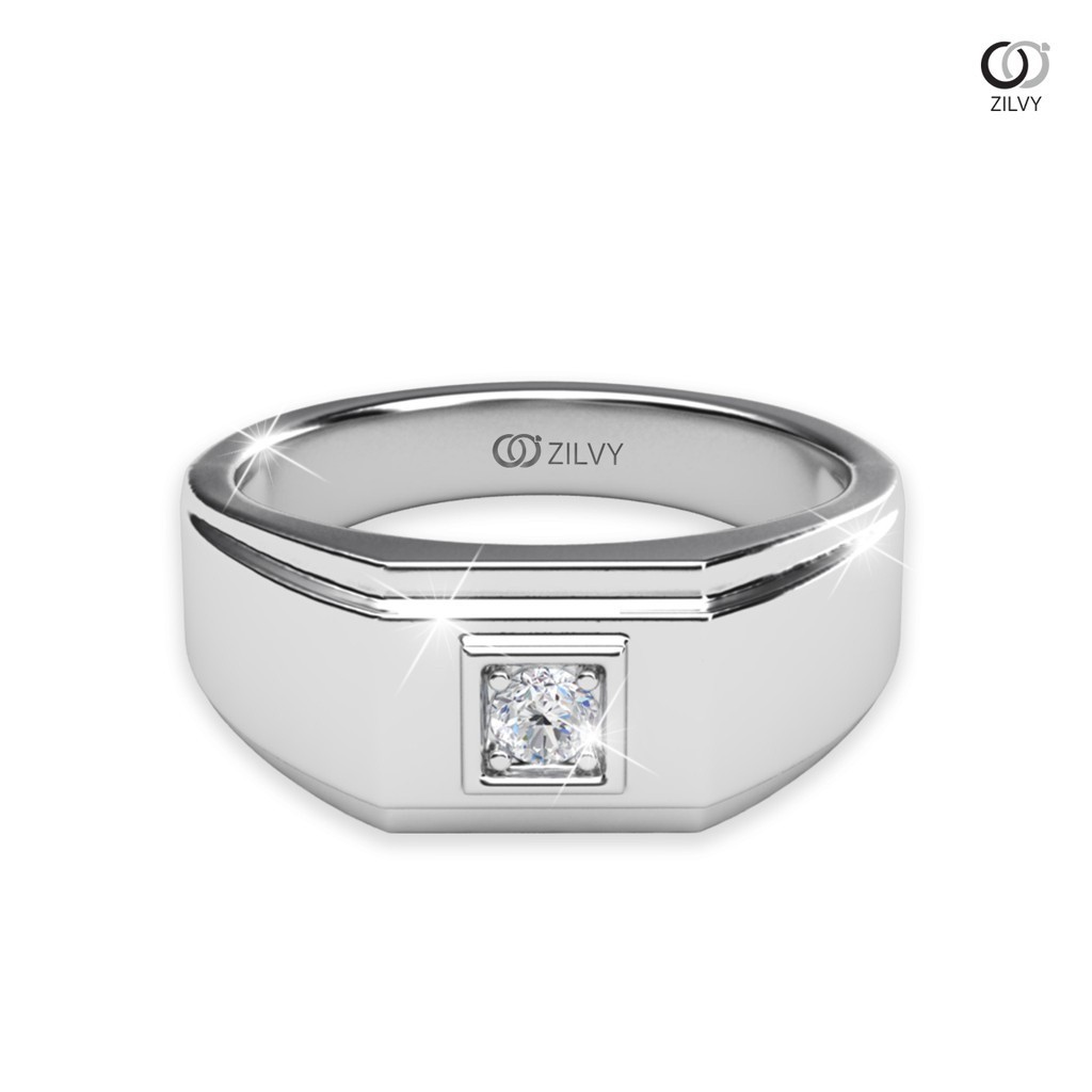 Zilvy - แหวนชายเพชรน้ำร้อย 0.10 กะรัต (BR186)