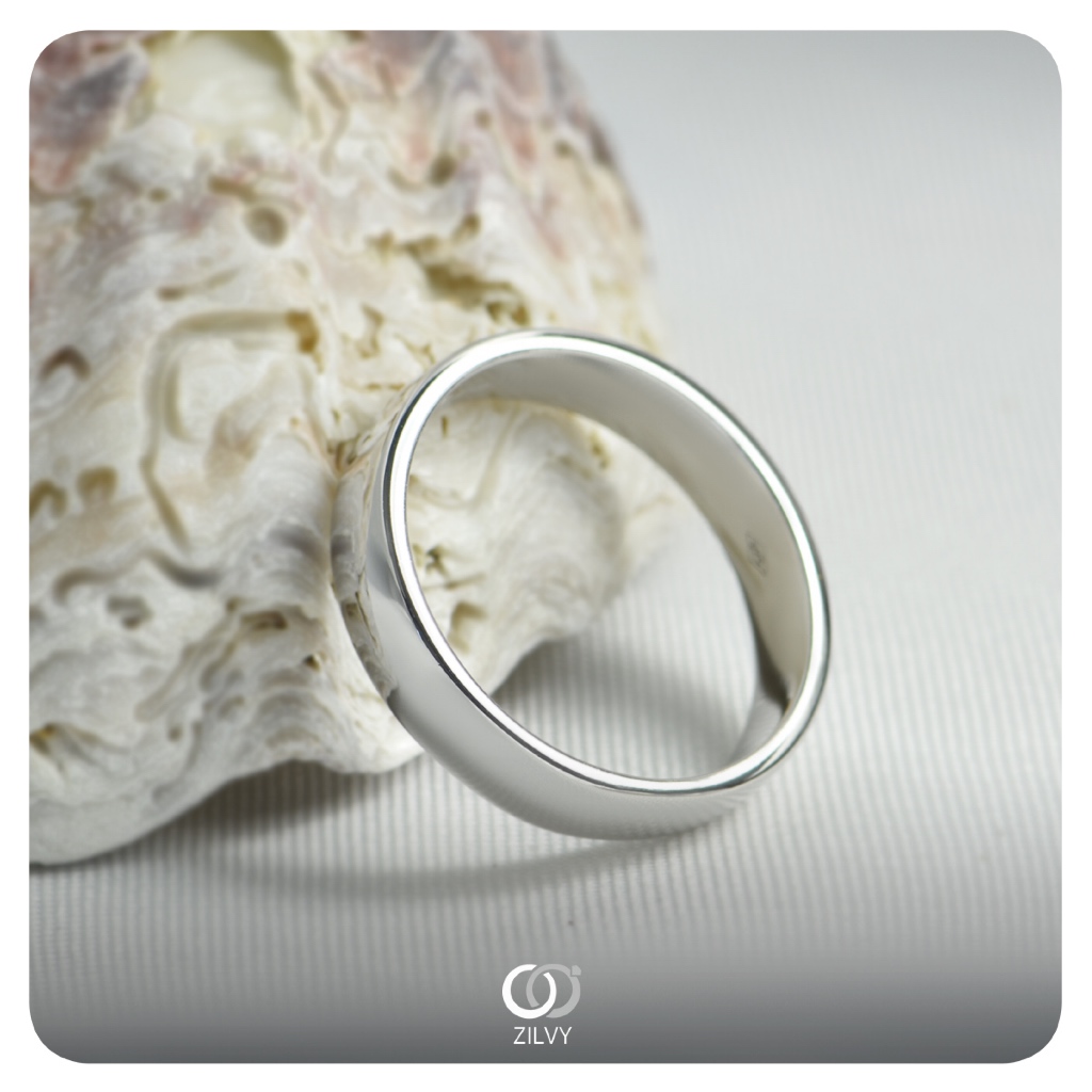 ZILVY - แหวนชายเงินเเท้ชุบทองคำขาว  3MM(BR225)