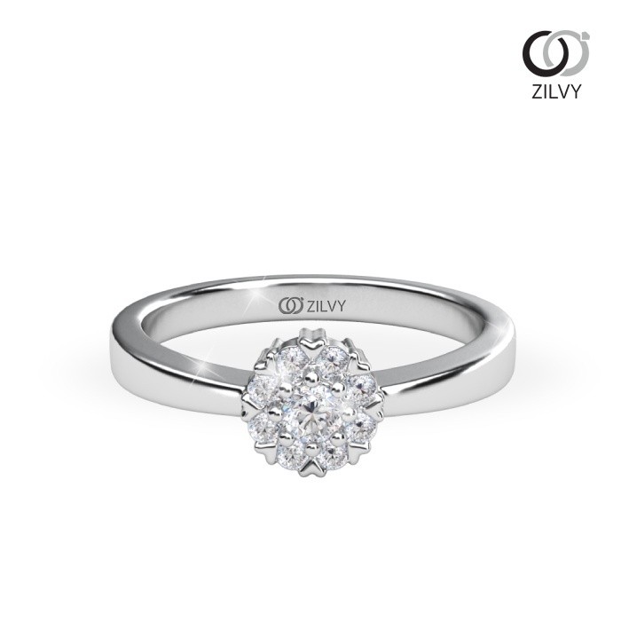 Zilvy - แหวนคู่เพชรน้ำร้อย (GR944/BR200) ตัวเรือนเงินแท้ชุบทองคำขาว