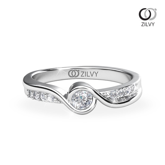 Zilvy - แหวนคู่เพชรน้ำร้อย (GR888/BR392) ตัวเรือนเงินแท้ชุบทองคำขาว