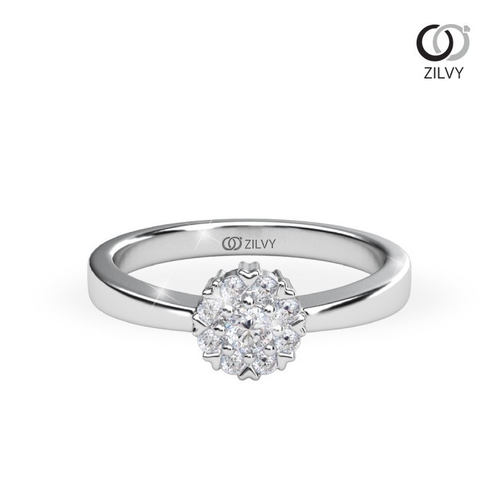 Zilvy - แหวนคู่เพชรน้ำร้อย (GR944/BR280) ตัวเรือนเงินแท้ชุบทองคำขาว