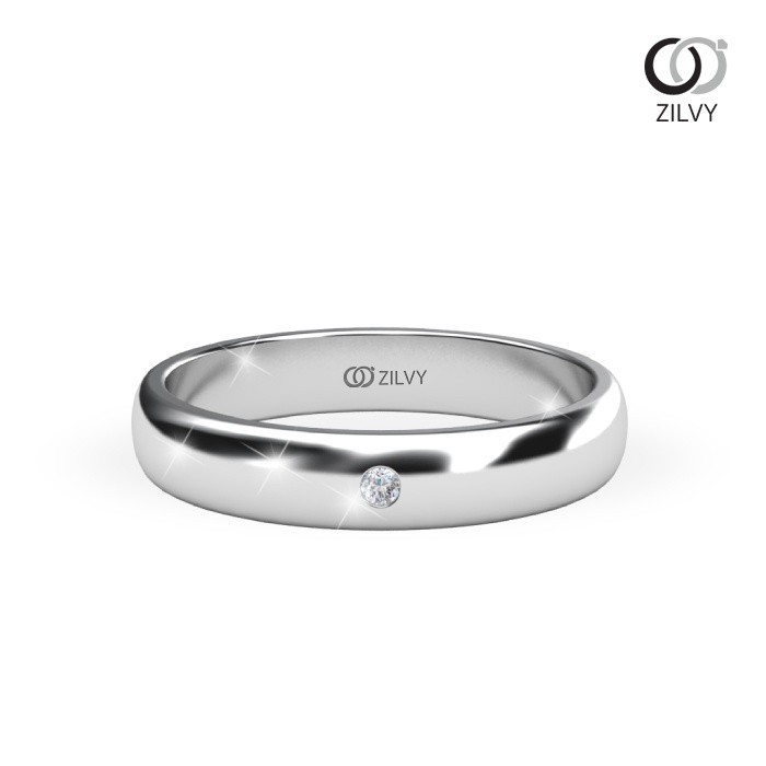 Zilvy - แหวนคู่เพชรน้ำร้อย (GR1312/BR099) ตัวเรือนเงินแท้ชุบทองคำขาว