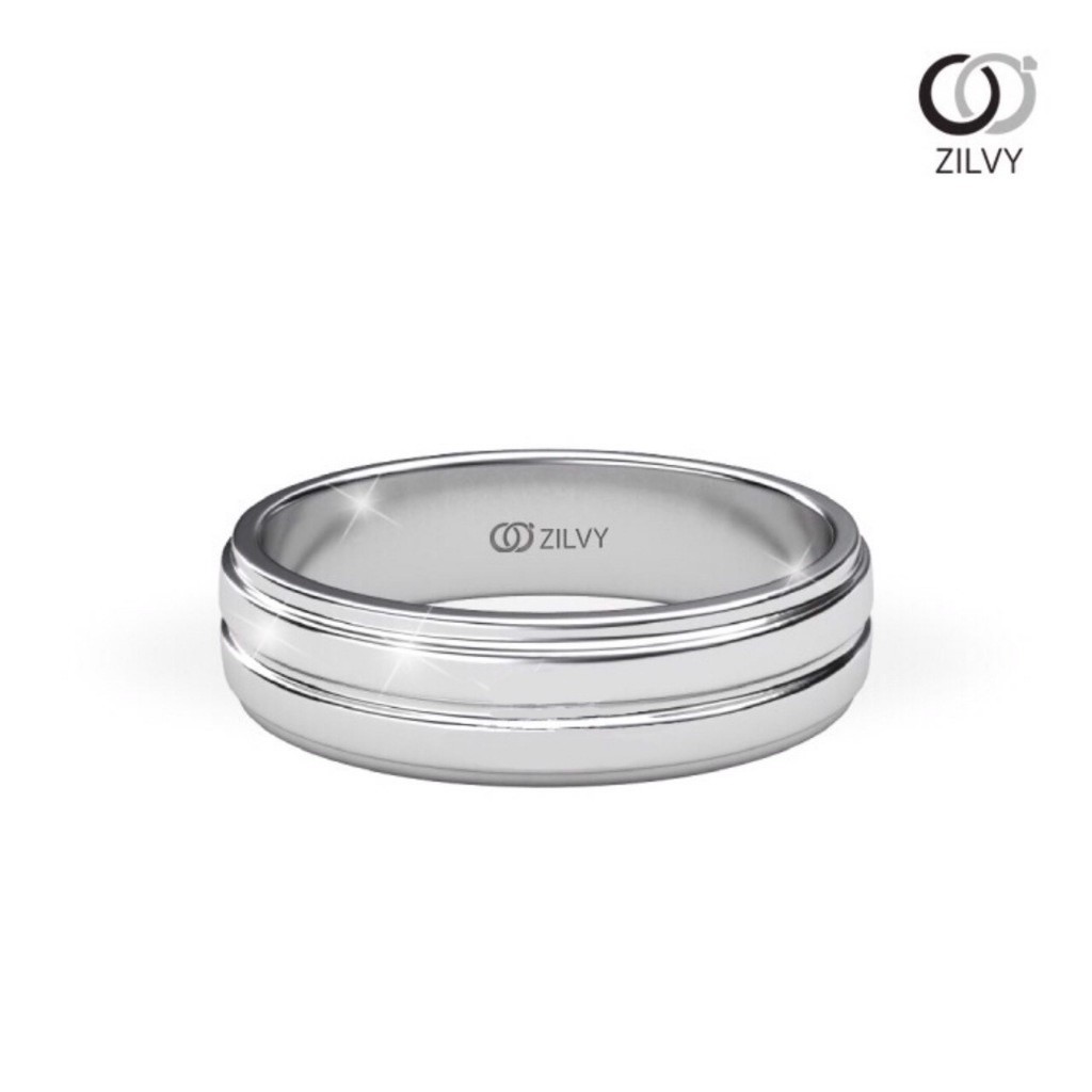 Zilvy - แหวนเพชรน้ำร้อย (BR108) ตัวเรือนเงินแท้ชุบทองคำขาว (ไม่มีเพชร)