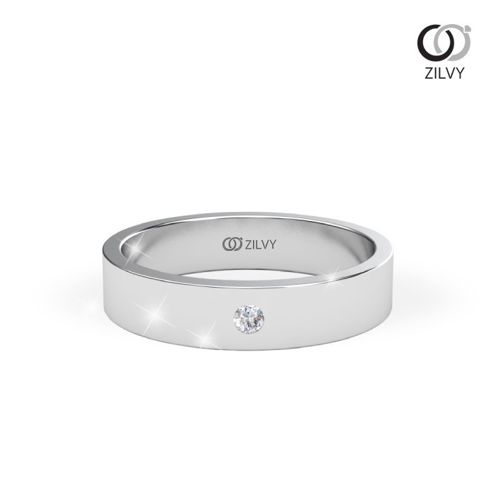 Zilvy - แหวนคู่เพชรน้ำร้อย (GR985/BR429) ตัวเรือนเงินแท้ชุบทองคำขาว