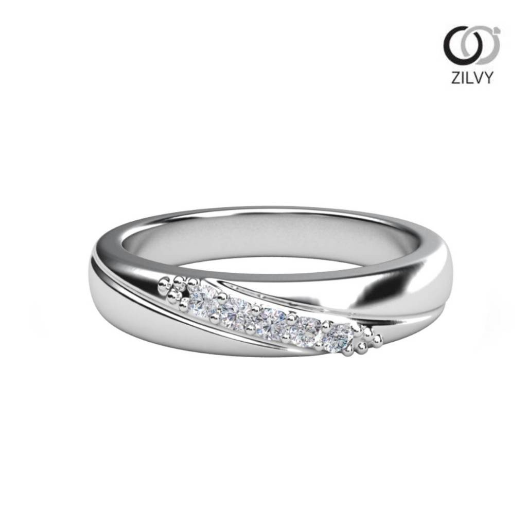 Zilvy แหวนเพชร 0.10 กะรัต เพชรน้ำร้อย (GR035)