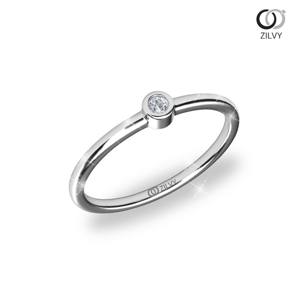 Zilvy - แหวนหญิงเพชรน้ำร้อย 0.03 กะรัต ตัวเรือน White Gold  (GR1189)