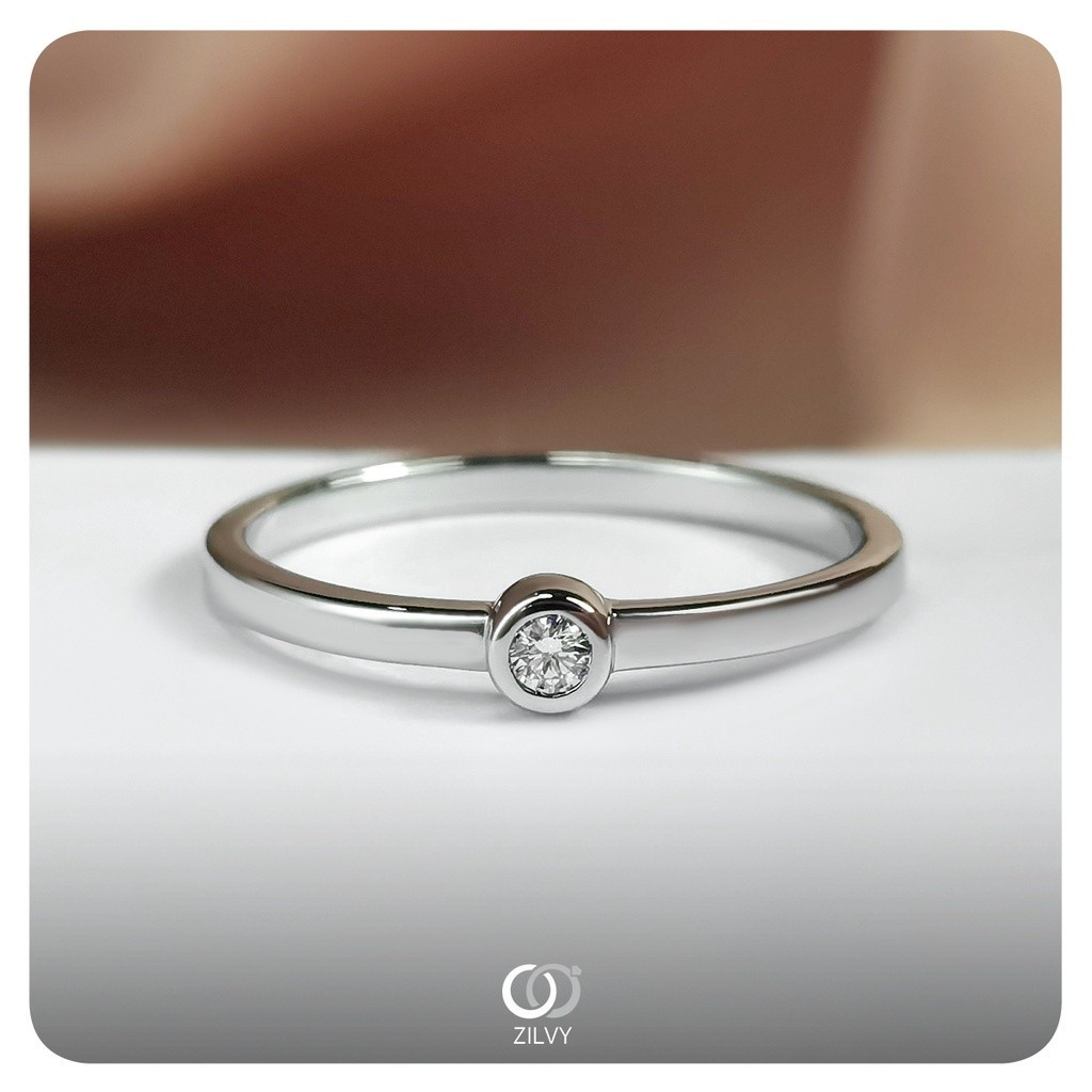 Zilvy - แหวนหญิงเพชรน้ำร้อย 0.03 กะรัต ตัวเรือน White Gold  (GR1189)