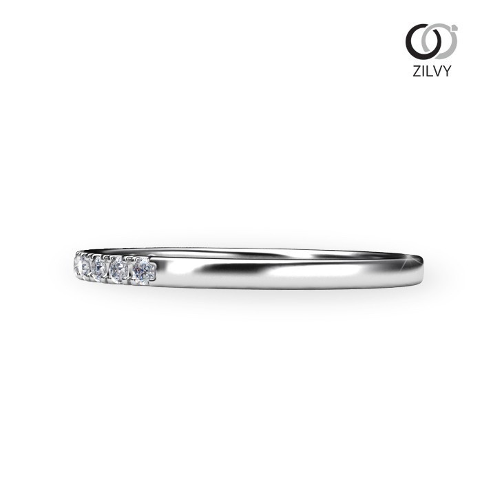 Zilvy - แหวนคู๋ตัวเรือน White Gold  เพชรแท้ เพชรน้ำร้อย