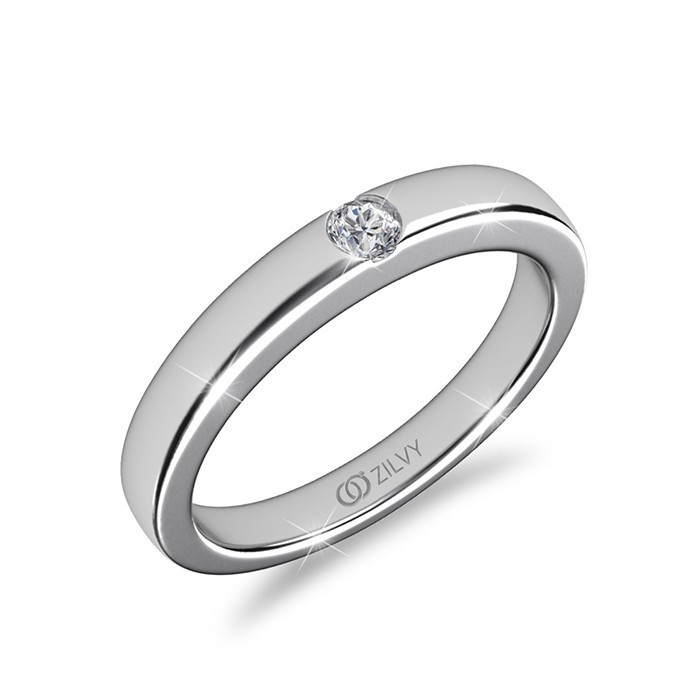 ZILVY แหวนเพชร 0.05 กะรัต น้ำร้อย ตัวเรือน White Gold  (GR637)