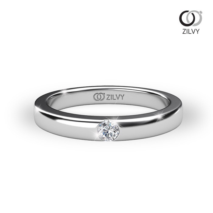 ZILVY แหวนเพชร 0.05 กะรัต น้ำร้อย ตัวเรือน White Gold  (GR637)