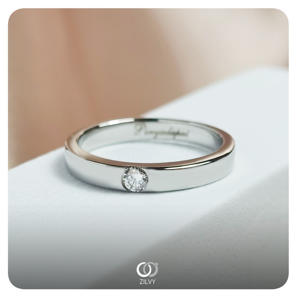 ZILVY แหวนเพชร 0.05 กะรัต น้ำร้อย ตัวเรือน White Gold  (GR637)