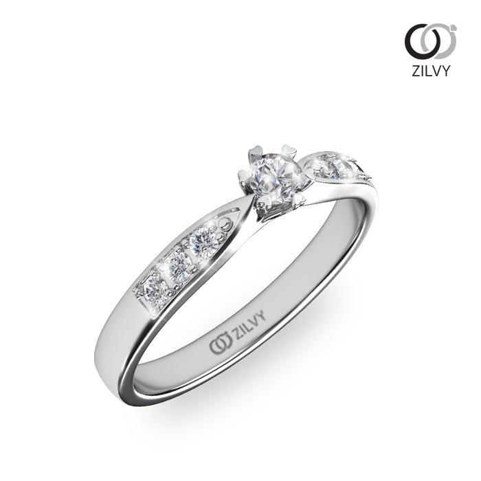 Zilvy - แหวนหญิงเพชรน้ำร้อย 0.19 กะรัต ตัวเรือน White Gold  (GR342)