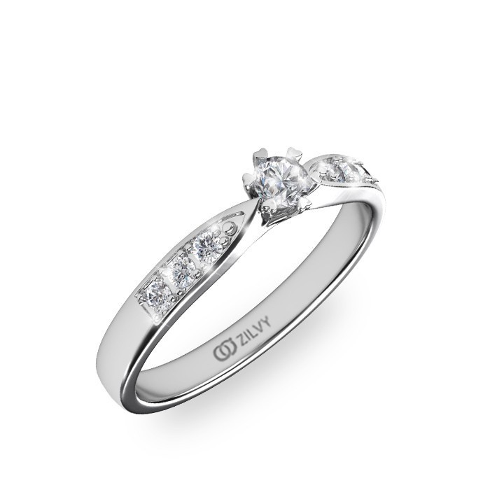 Zilvy - แหวนหญิงเพชรน้ำร้อย 0.19 กะรัต ตัวเรือน White Gold  (GR342)