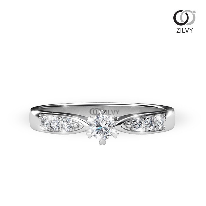 Zilvy - แหวนหญิงเพชรน้ำร้อย 0.19 กะรัต ตัวเรือน White Gold  (GR342)