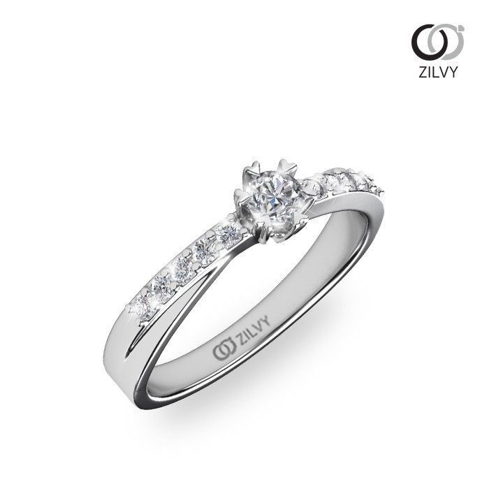 Zilvy - แหวนหญิงเพชรน้ำร้อย 0.24 กะรัต ตัวเรือน White Gold  (GR341)