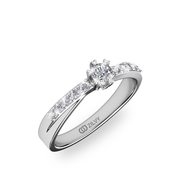 Zilvy - แหวนหญิงเพชรน้ำร้อย 0.24 กะรัต ตัวเรือน White Gold  (GR341)