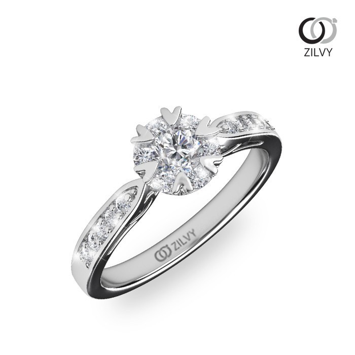 Zilvy - แหวนหญิงเพชรน้ำร้อย 0.42 กะรัต ตัวเรือน White Gold  (GR348)