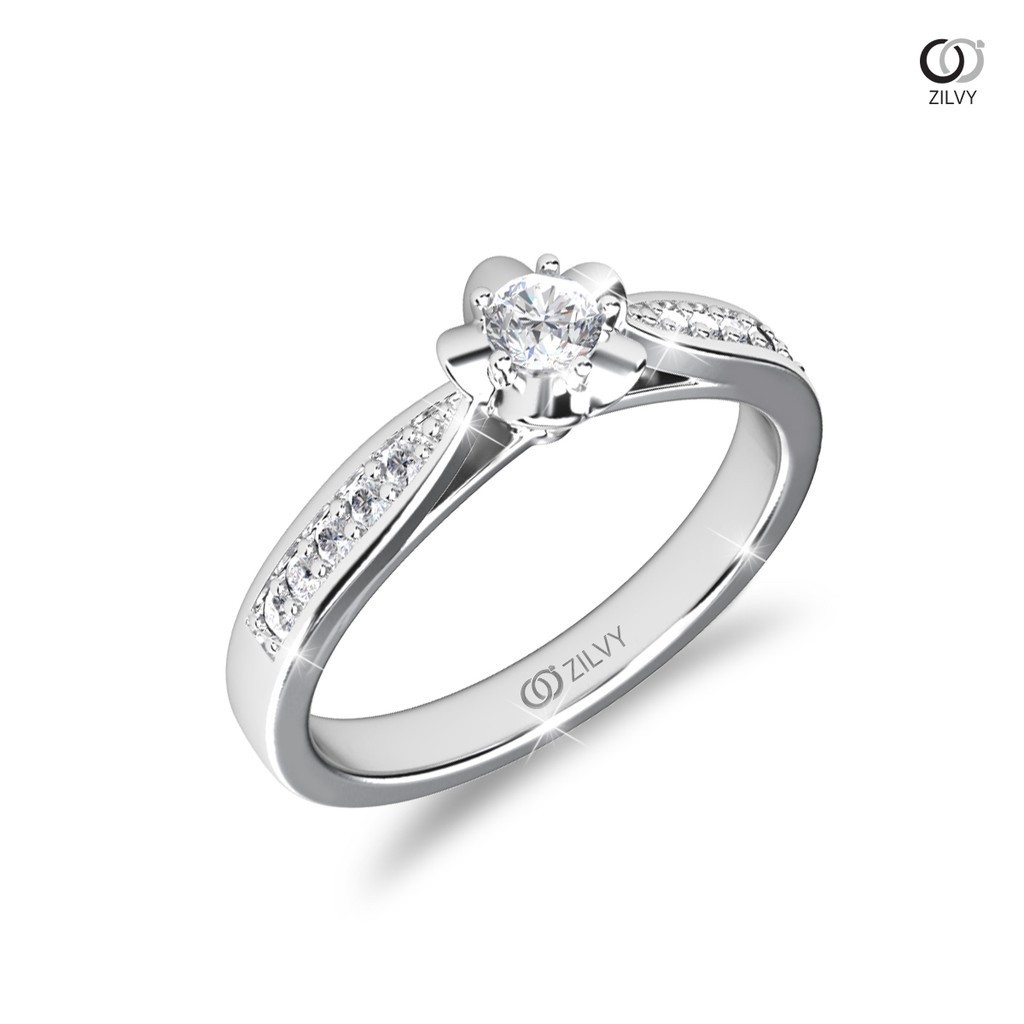 Zilvy - แหวนหญิงเพชรน้ำร้อย 0.20 กะรัต ตัวเรือน White Gold (GR875)