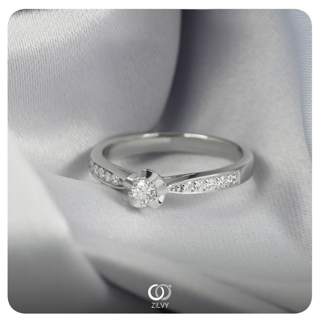 Zilvy - แหวนหญิงเพชรน้ำร้อย 0.20 กะรัต ตัวเรือน White Gold (GR875)