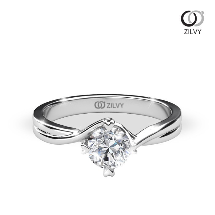 ZILVY - แหวนเพชร 0.20 กะรัต เพชรน้ำร้อย ตัวเรือน White Gold  (GR347)