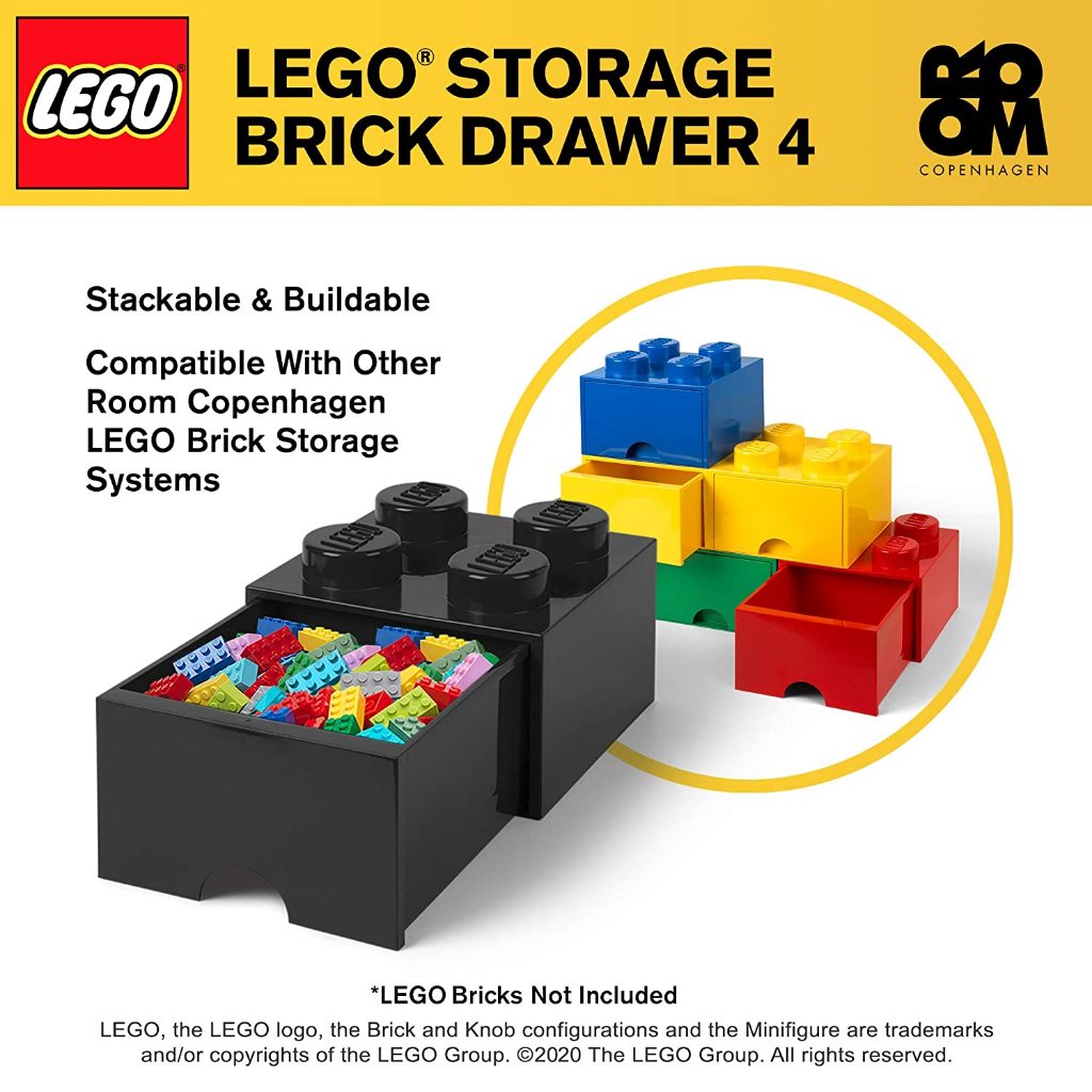(เคลียร์สต็อก!! สินค้าสภาพดี แพ็กเกจไม่สวย) กล่องเลโก้ LEGO Storage Drawer Brick 4 Black B#2 สีดำ 25x25x18 cm ของแท้