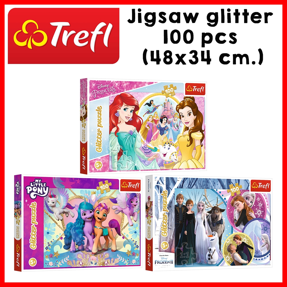 TREFL Jigsaw จิ๊กซอว์เด็ก ดิสนี่ย์ กากเพชร 100 ชิ้น Disney Princess Frozen ของแท้ ผลิตและนำเข้าจากยุโรป(5ปี+)