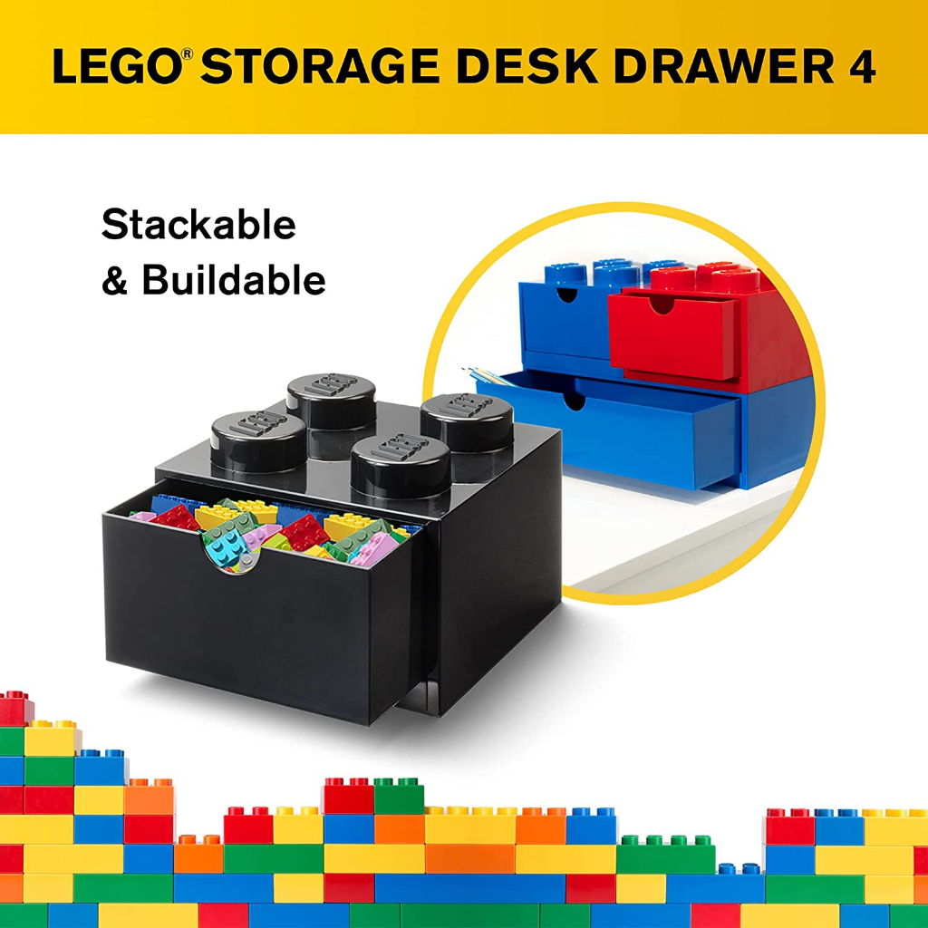 LEGO Desk Drawer Brick 4 BLACK กล่องลิ้นชักตั้งโต๊ะเลโก้ สีน้ำเงิน 16x16x12 cm.
