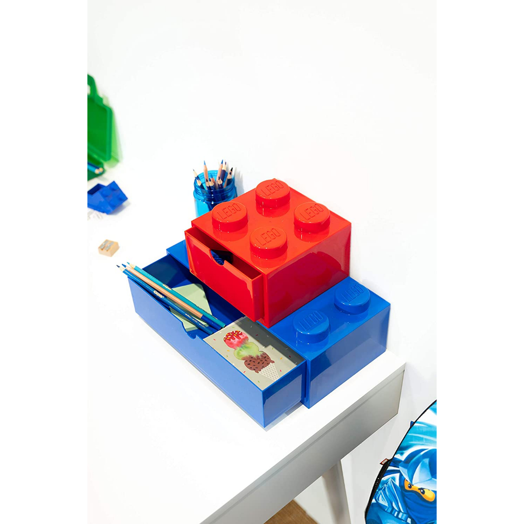 LEGO Desk Drawer Brick 4 BLACK กล่องลิ้นชักตั้งโต๊ะเลโก้ สีน้ำเงิน 16x16x12 cm.