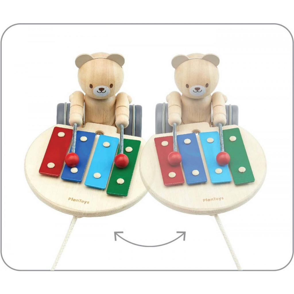 PlanToys ของเล่นไม้ แปลนทอยส์ หมีดนตรี ลากจูง PULL ALONG MUSICAL BEAR (1y+)