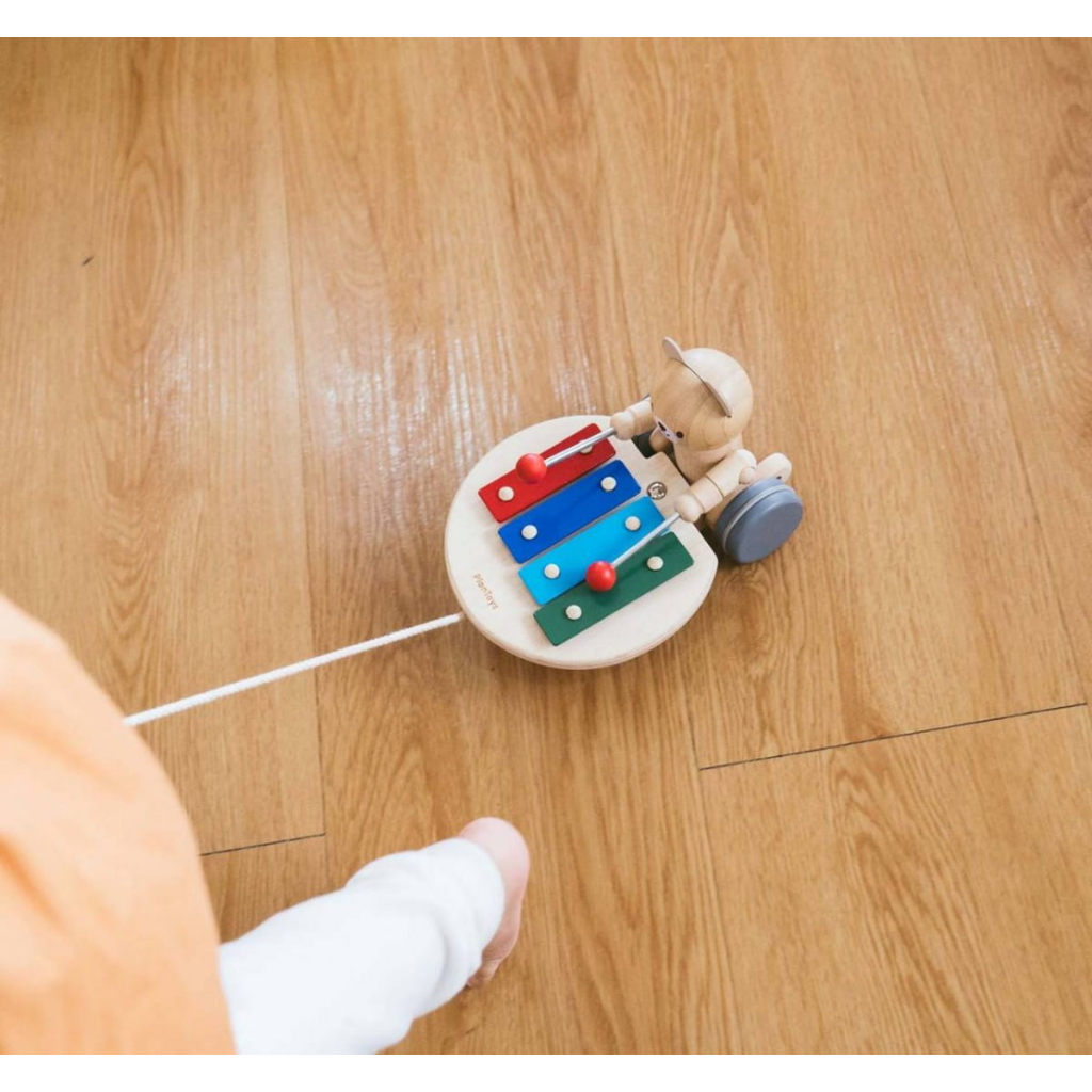 PlanToys ของเล่นไม้ แปลนทอยส์ หมีดนตรี ลากจูง PULL ALONG MUSICAL BEAR (1y+)