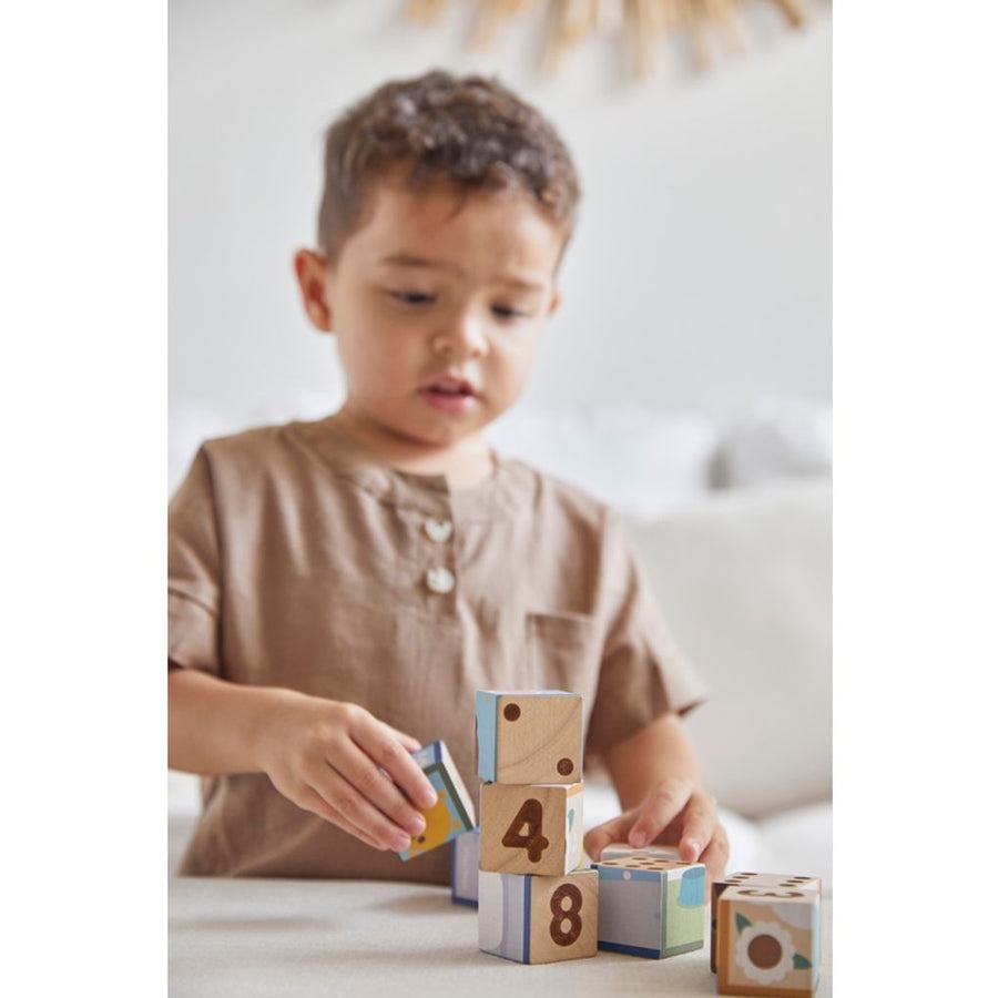 PlanToys ของเล่นไม้ แปลนทอยส์ จิ๊กซอว์ลูกบาศก์รูปสัตว์ Animal Puzzle Cubes (2y+)