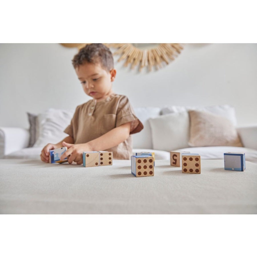 PlanToys ของเล่นไม้ แปลนทอยส์ จิ๊กซอว์ลูกบาศก์รูปสัตว์ Animal Puzzle Cubes (2y+)